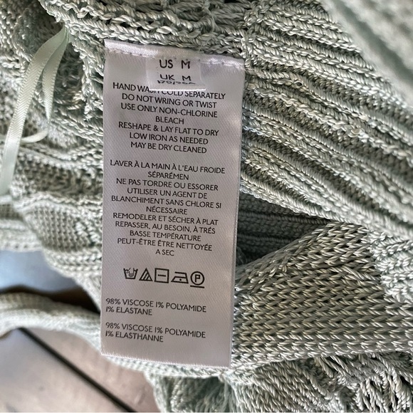 Free People Women's Light Green Knit Button-Down Tank Crop Top Size M $78 MSRP - Picture 8 of 9